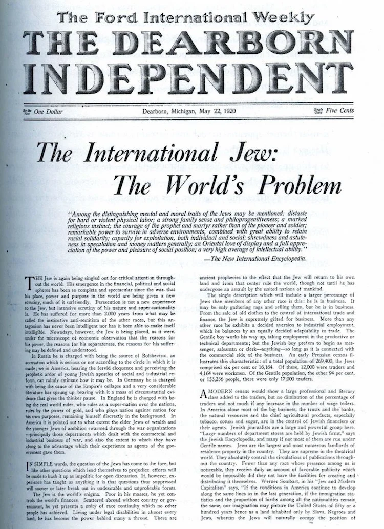 Henry Ford article in Dearborn Independent